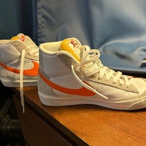 Nike White and Orange High-Tops